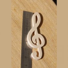 Figurine treble clef ht 6cm decorating theme music handmade solid wood embellishment scrapbooking