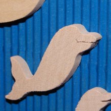 miniature dolphin figurine 3.5 x 3.7 cm solid wood to paint thickness 3mm embellishment scrapbooking