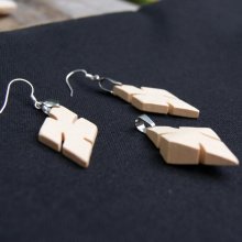 Maple wood cross set, handmade earrings and pendant