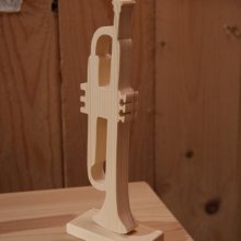 Long wooden trumpet 20cm, spruce, musical decoration, trumpet player gift, handmade
