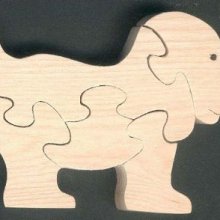 Wooden puzzle dog 5 pieces in beechwood, domestic aniamux