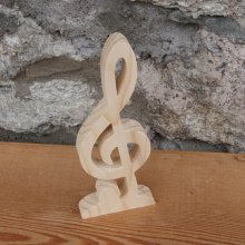 treble clef with integrated base music decoration handmade solid wood