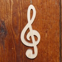 solid wood treble clef ht 15 cm musical decoration, musician gift, handmade