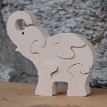 elephant puzzle 5 pieces solid beechwood, handmade, wild animals
