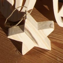Star 5x5 cm in solid birch wood, Christmas decoration, handmade