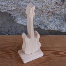 electric guitar mounted on a 15cm high base, handmade solid wood, wedding table decoration