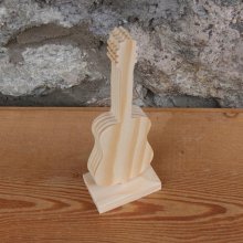 guitar mounted on a stand, wedding table decoration, spruce wood, handmade