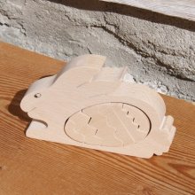 rabbit with egg puzzle in solid wood to paint, handmade