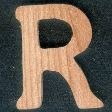 Letter R in solid ash wood handmade height 5 cm