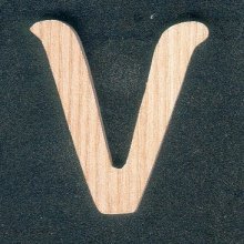 V letter in ash wood height 5 cm