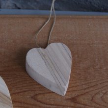 Small heart in birch wood to hang Valentine's day
