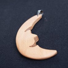 moon pendant made of beech wood jewelry and nature, handmade
