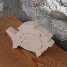 Fish with wooden puzzle egg to paint