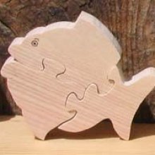 Wooden jigsaw puzzle fish 3 pieces Solid beechwood, handmade