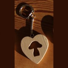 heart and mushroom key ring