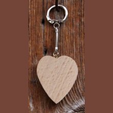 key ring heart beech, manual activity painting, pyrography, to personalize for Valentine's day