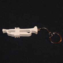 trumpet key ring in solid wood, original and useful gift for trumpet player, hand made