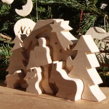 Christmas crib wooden puzzle to paint, 10 pieces handmade in solid maple