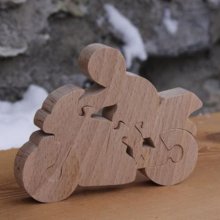 motorcycle and biker puzzle 5 pieces of handmade beech wood