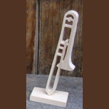 trombone mounted on a wooden base, musical decoration, trombonist gift, handmade