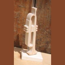 wooden trumpet mounted on a base, music decoration, trumpet player gift, handmade