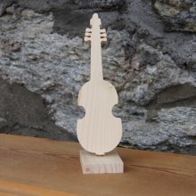 Wooden viola da gamba mounted on a base, wedding centerpiece, music theme