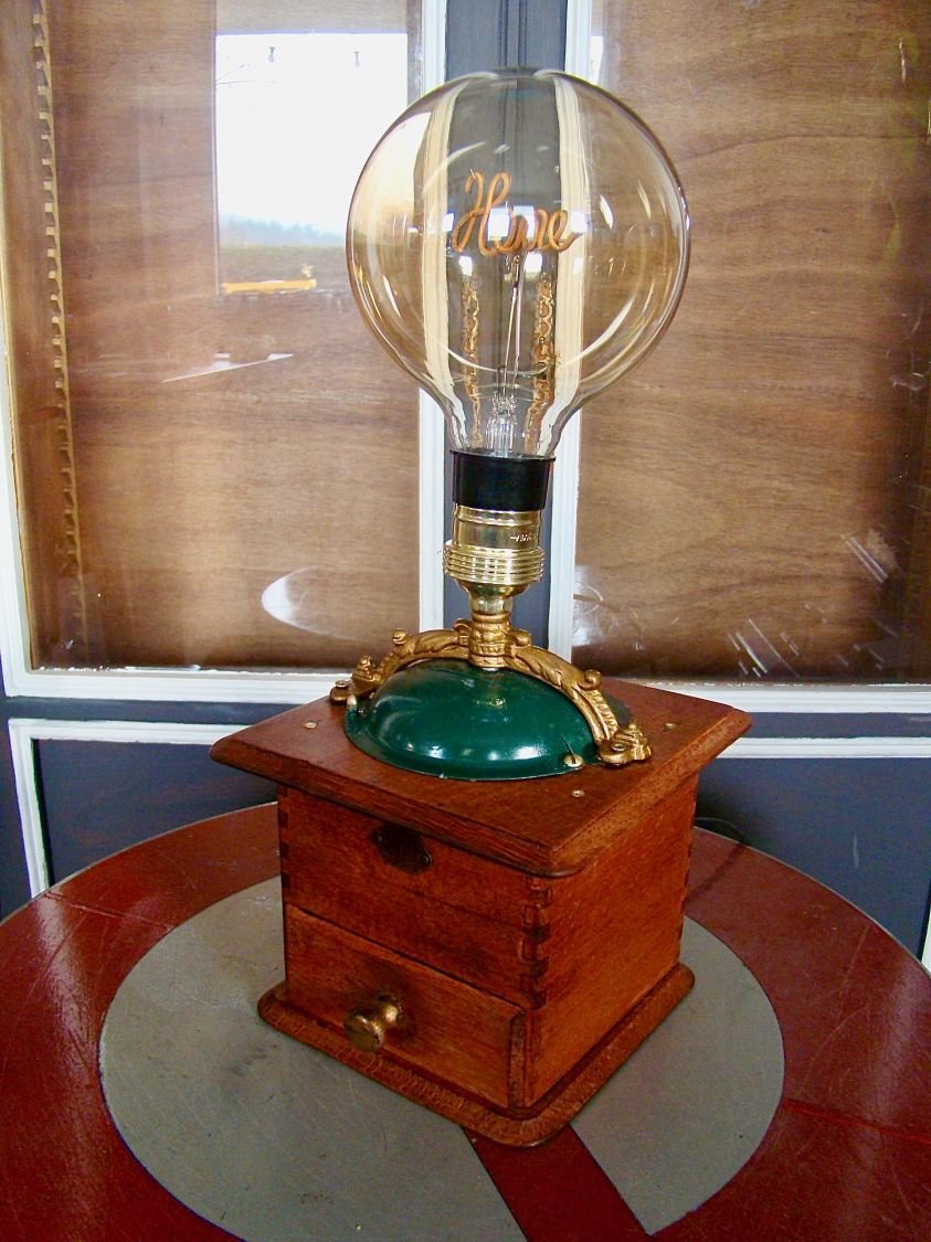 Old coffee grinder lamp EDISON