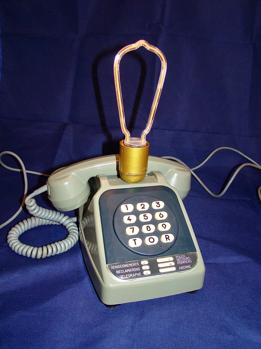 80' style blue neon phone lamp 