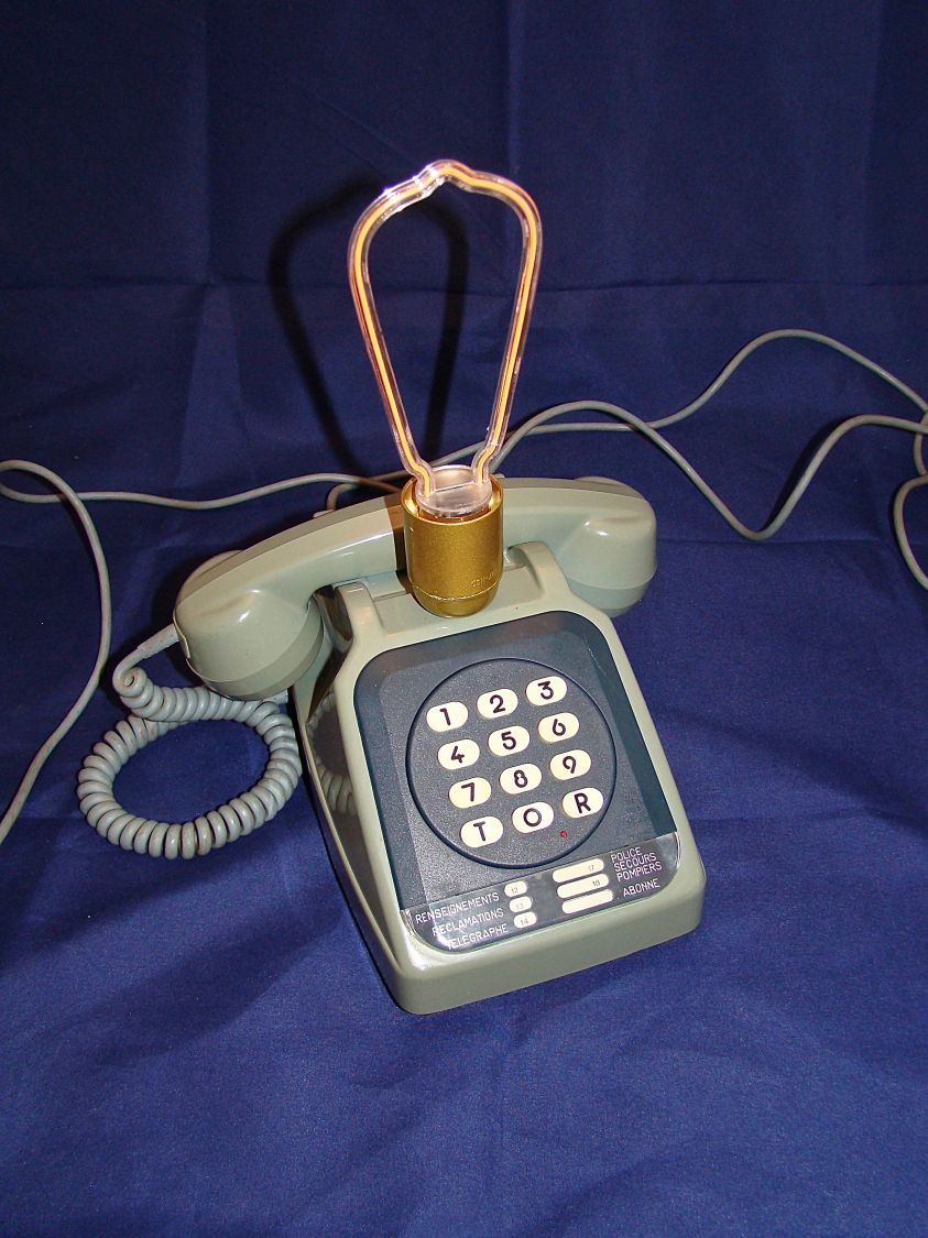 80' style blue neon phone lamp 