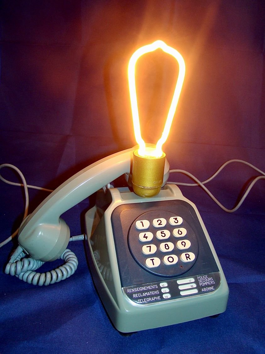 80' style blue neon phone lamp 