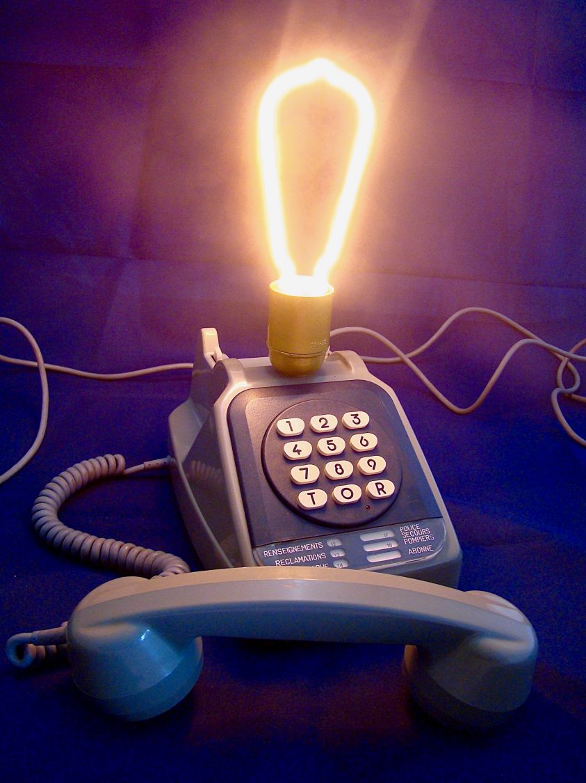 80' style blue neon phone lamp 