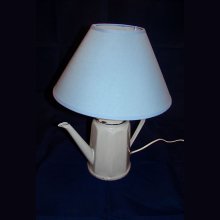 Antique enamelled sheet metal coffee pot lamp