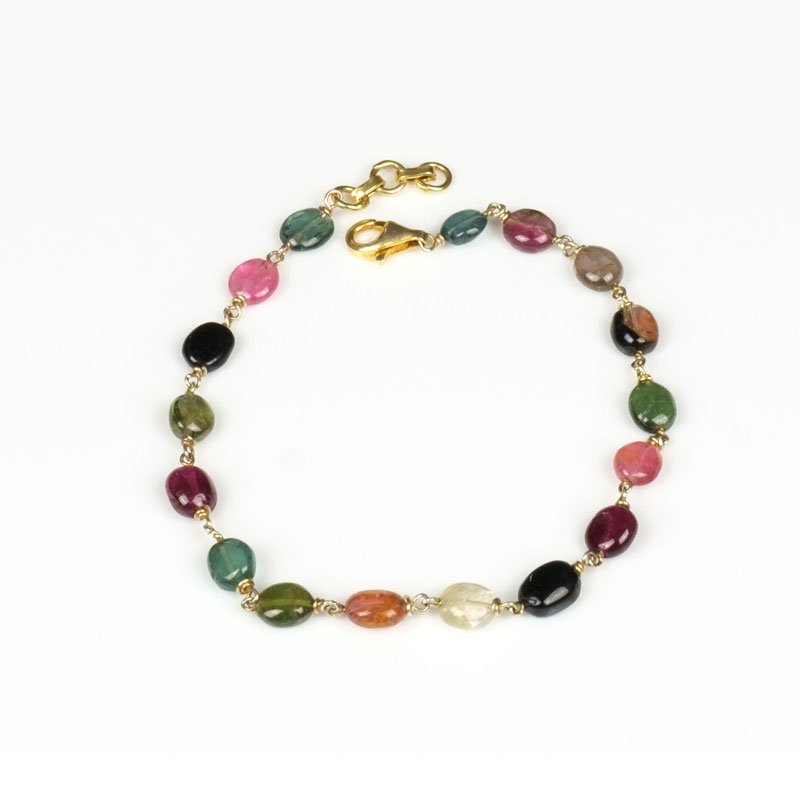 Silver Bracelet Gold Plated Tourmaline