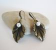 Pearl leaf earrings