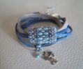 Saipan bracelet double turn blue leather