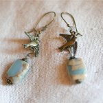 Stone & bird earrings