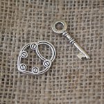 T clasp Lock and key 30 mm silver plated