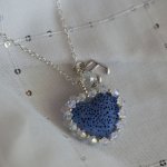 Pendant Blue lava stone heart diffuser on silver chain