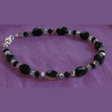 Bracelet Black Agates & Swarovski crystal 