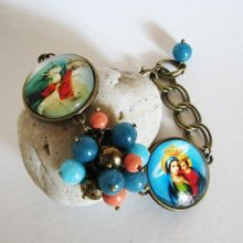 Jesus and Mary cabochons bracelet on chain