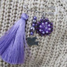 Purple Friendship Brooch with Pompon 