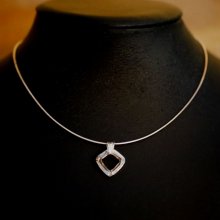 Silver necklace pendant Swarovski Cosmic Square