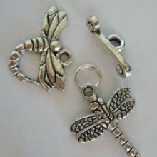 Dragonfly silver T-clasp and charm