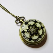 Large pocket watch pendant on chain