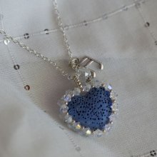 Pendant Blue lava stone heart diffuser on silver chain