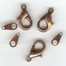 Set of antique copper clasps x3