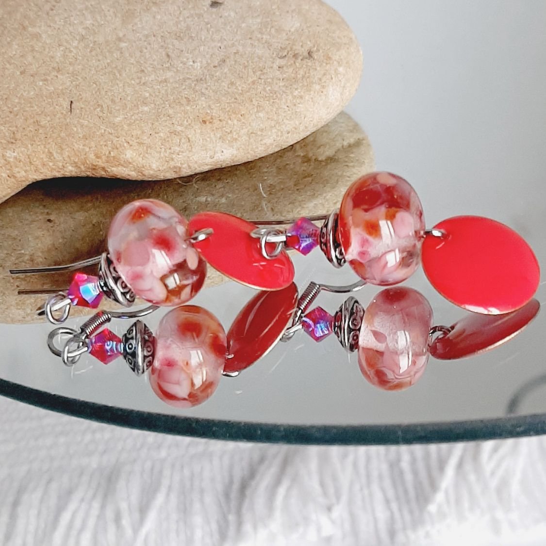 earrings strawberry flesh color beautiful bright color and original for these earrings designer