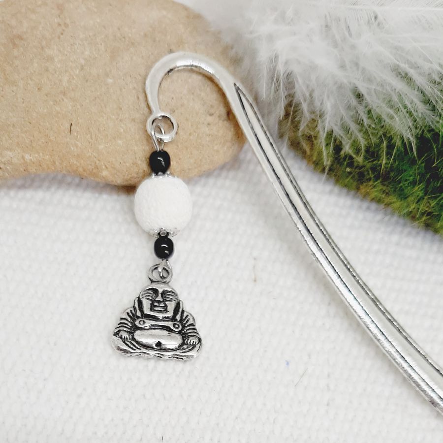 page mark pendant buddha silver and pearl yin and yang white and black