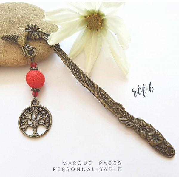 mark pages pendant tree of life bronze color to be customized with red pearl crafted 