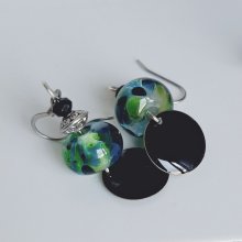 green and black designer earrings for pierced ears handmade